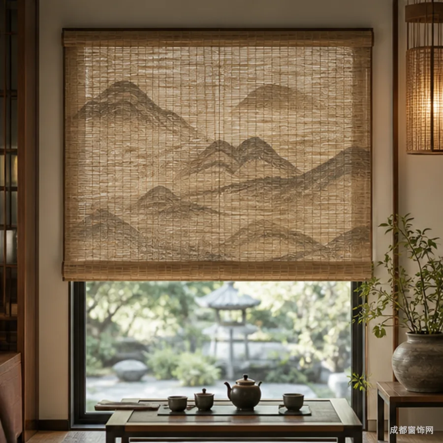 定制图案竹帘和草麻帘